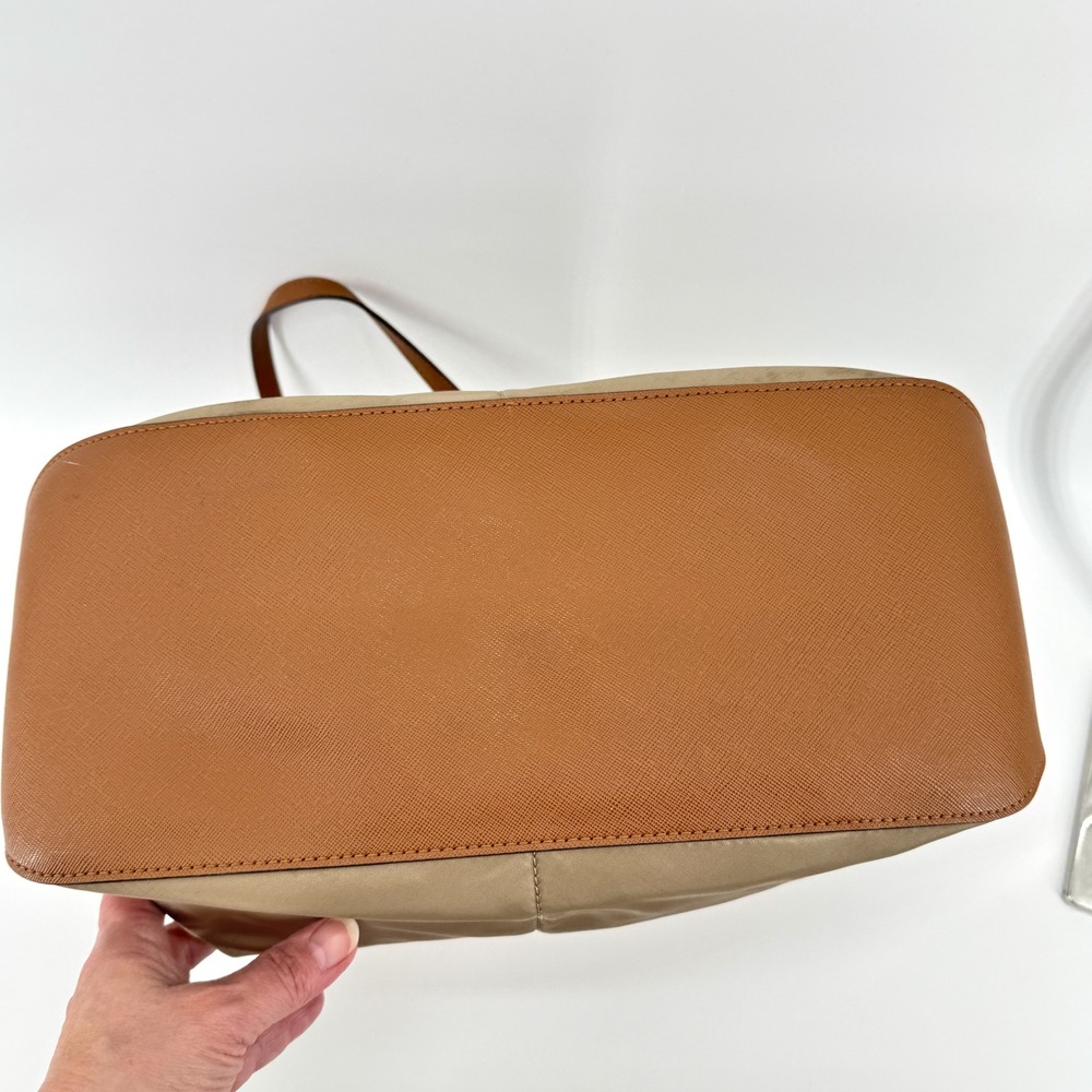 Michael Kors Dusk Kempton Medium Tote Bag‎ Khaki Nylon Leather Trim Gold Logo - Picture 6 of 16